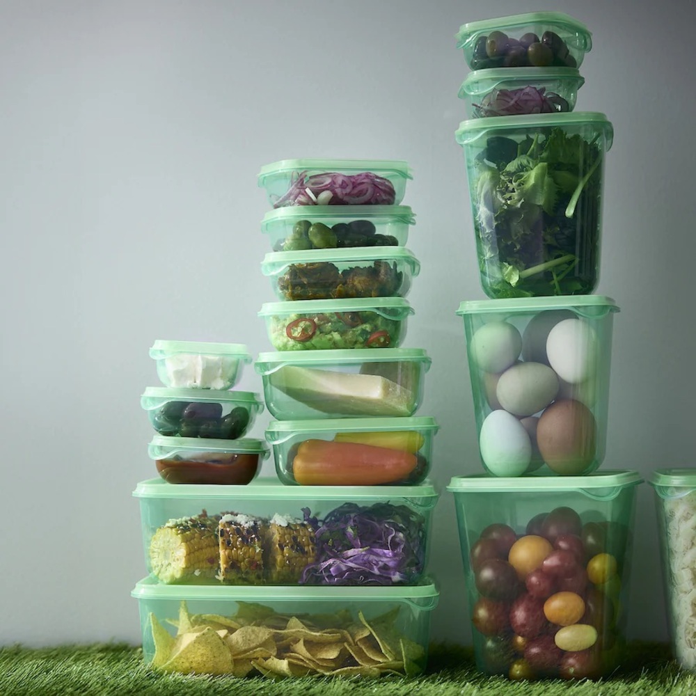 2 Sets Green Food Containers with Lids